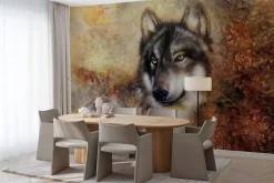 Fototapeta: Portret wilka z ozdobnym ornamentem w tle