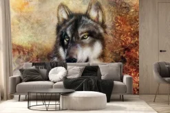 Fototapeta: Portret wilka z ozdobnym ornamentem w tle