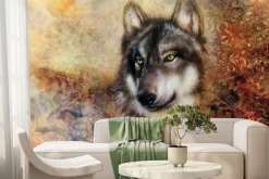 Fototapeta: Portret wilka z ozdobnym ornamentem w tle