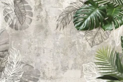 Fototapeta: Postarzane tło z tropikalnymi liśćmi