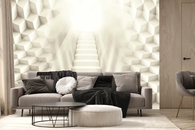 Fototapeta: Przestrzenne schody w kierunku jasnego światła