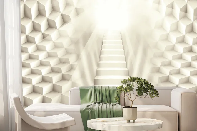 Fototapeta: Przestrzenne schody w kierunku jasnego światła