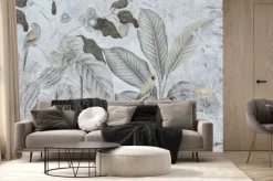 Fototapeta: Ptaki na egzotycznych liściach