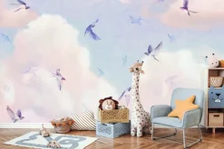 Fototapeta: Ptaki na tle pastelowych chmur