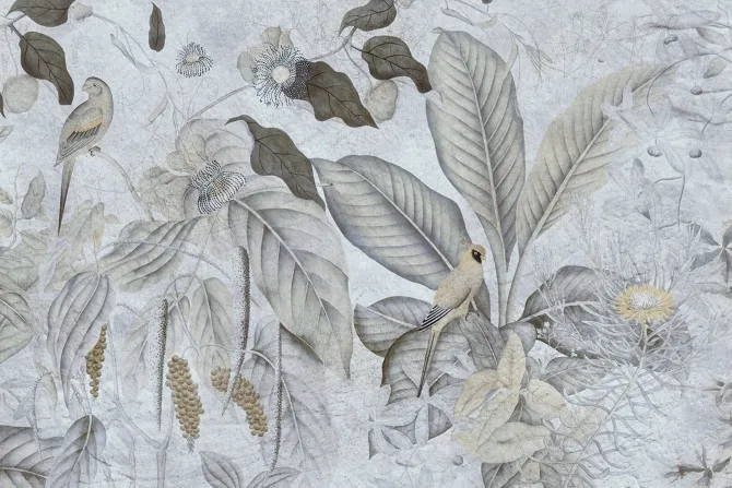 Fototapeta: Ptaki na tropikalnych liściach egzotyczne rośliny natura