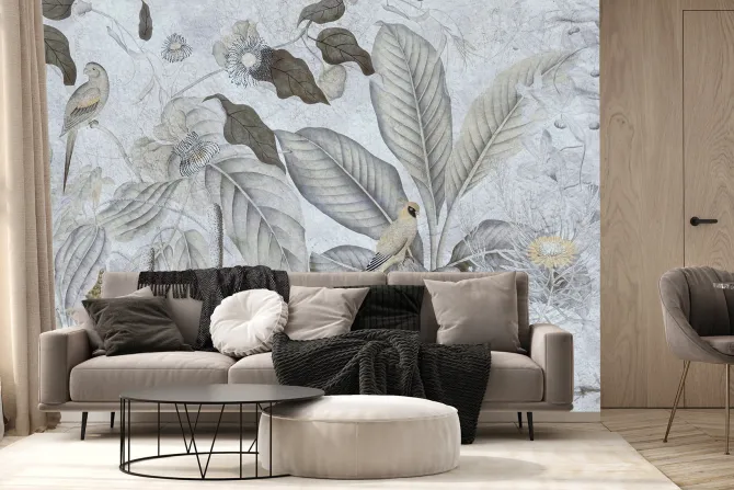 Fototapeta: Ptaki na tropikalnych liściach egzotyczne rośliny natura