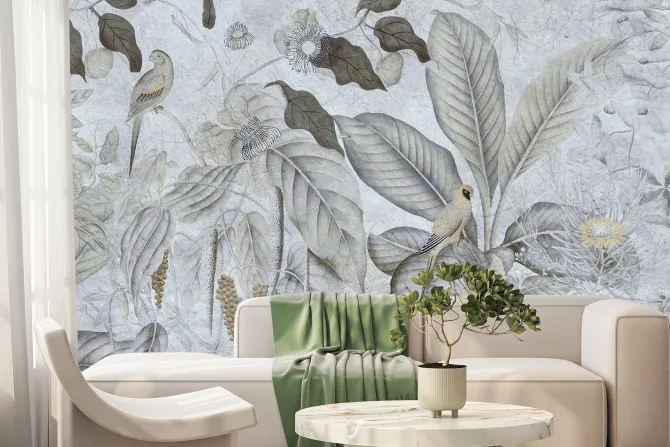 Fototapeta: Ptaki na tropikalnych liściach egzotyczne rośliny natura