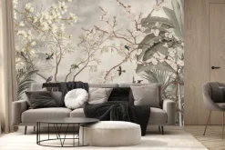 Fototapeta: Ptaki wśród tropikalnej dżungli i egzotycznych liści