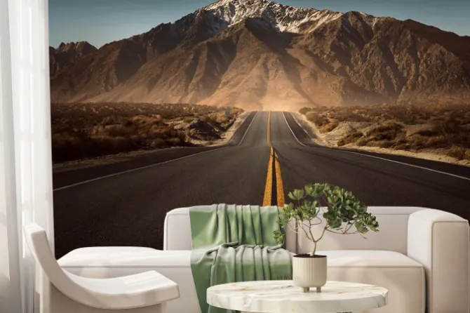 Fototapeta: Pusta autostrada prowadząca w góry