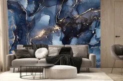 Fototapeta: Płynne malarstwo imitacja niebieskiego marmuru