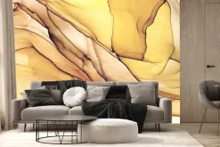 Fototapeta: Płynny marmur w żółtych i pomarańczowych kolorach