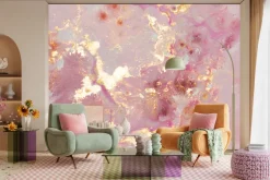 Fototapeta: Róża abstrakcyjna tekstura marmur ze złotymi zdobieniami