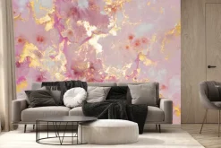 Fototapeta: Róża abstrakcyjna tekstura marmur ze złotymi zdobieniami