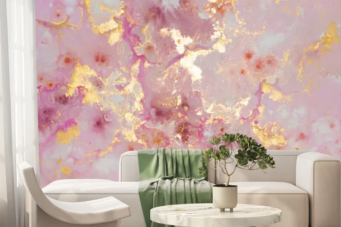 Fototapeta: Róża abstrakcyjna tekstura marmur ze złotymi zdobieniami