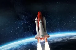 Fototapeta: Rakieta lecąca w kosmos z ziemi