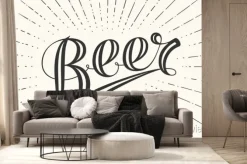 Fototapeta: Ręcznie rysowane napis piwa na białym tle. czarno-biały rysunek