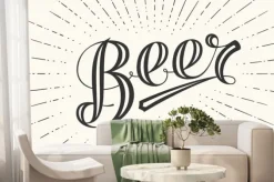 Fototapeta: Ręcznie rysowane napis piwa na białym tle. czarno-biały rysunek