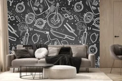 Fototapeta: Ręcznie rysowane tablica do gotowania wzór