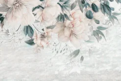 Fototapeta: Róże i zielone liście na teksturowym tle