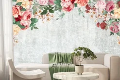 Fototapeta: Róże na szarym tle z teksturą betonu