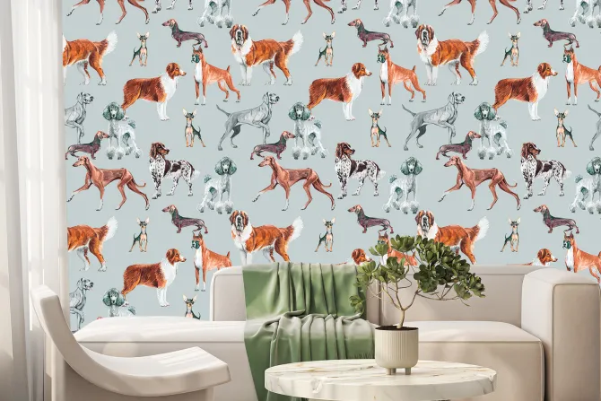 Fototapeta: Różne rasy psów ilustracja w stylu akwareli