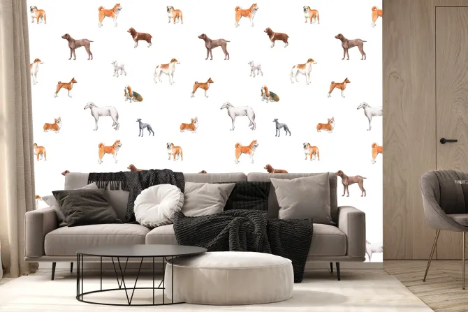 Fototapeta: Różnorodne rasowe psy na białym tle