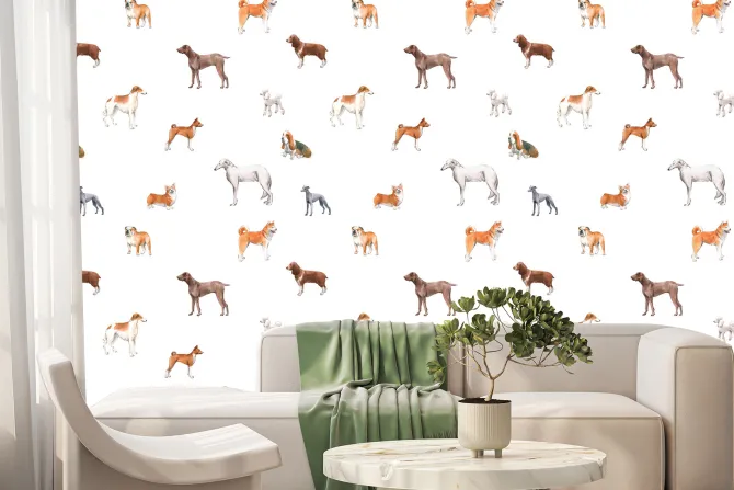 Fototapeta: Różnorodne rasowe psy na białym tle