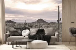 Fototapeta: Roślinna pustynia z kaktusami i skałami