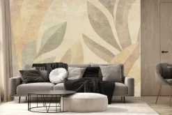 Fototapeta: Roślinny wzór liście na teksturowym tle