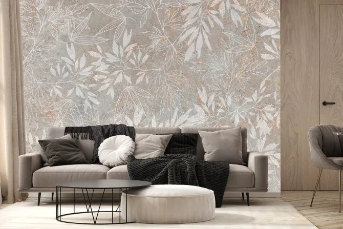 Fototapeta: Rośliny i liście na betonowym tle