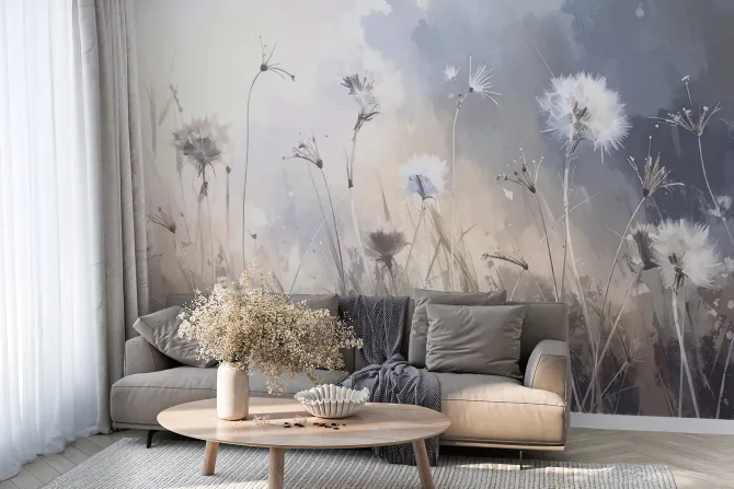 Fototapeta: Rośliny i trawy w stylu malunku z rozmytym naturalnym tłem