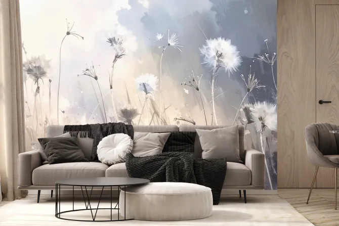 Fototapeta: Rośliny i trawy w stylu malunku z rozmytym naturalnym tłem