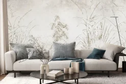 Fototapeta: Rośliny tropikalne na tle beżowo szarego betonu