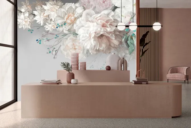 Fototapeta: Romantyczne kwiaty na jasnym tle