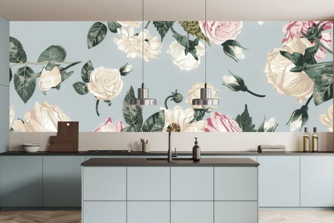 Fototapeta: Romantyczne różowe i beżowe kwiaty