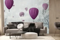 Fototapeta: Różowe balony na powietrze na szarym tle