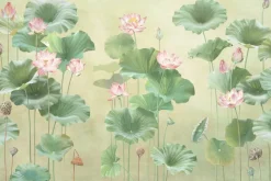 Fototapeta: Różowe lilie wodne wśród zielonych liści naturalny motyw