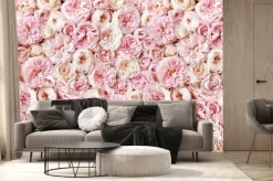 Fototapeta: Różowe pastelowe róże w gęstym układzie