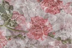 Fototapeta: Różowe piwonie na murze z pęknięciami