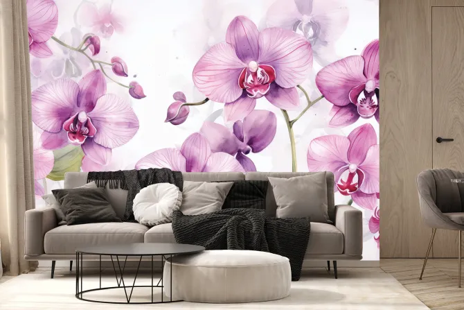 Fototapeta: Różowe storczyki z odbiciem cienia