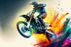 Fototapeta: Rowerzysta terenowy w kolorach