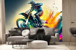 Fototapeta: Rowerzysta terenowy w kolorach