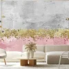 Fototapeta: Różowo-szary beton ze złotym zdobieniem