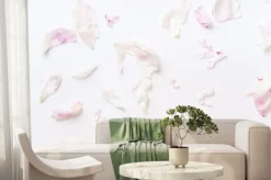 Fototapeta: Różowy peonia płatków wzór na białym tle