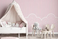 Fototapeta: Różowy wzór w paski dla dziewczynek