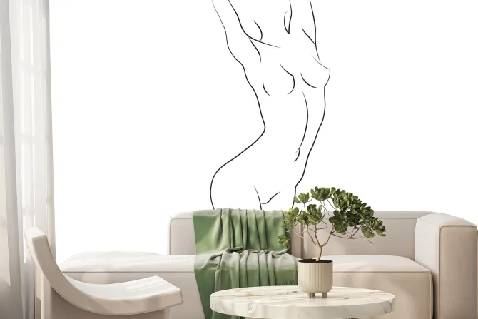 Fototapeta: Rozciągnięta kobieca sylwetka szkic