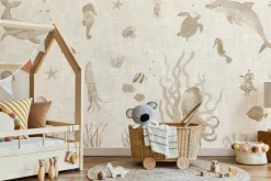 Fototapeta: Ryby i zwierzęta wśród roślin podwodny świat minimalistyczny