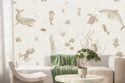 Fototapeta: Ryby i zwierzęta wśród roślin podwodny świat minimalistyczny