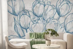 Fototapeta: Rysowane tulipany na betonie