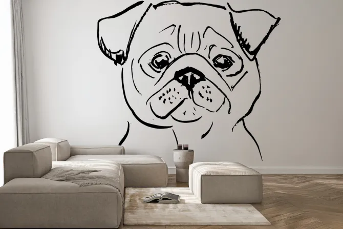 Fototapeta: Rysowany portret psa mopsa